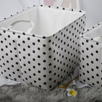 Panier de rangement en tissu à pois, pliable et personnalisé, avec poignées, pour l'organisation de la maison (vente en gros)