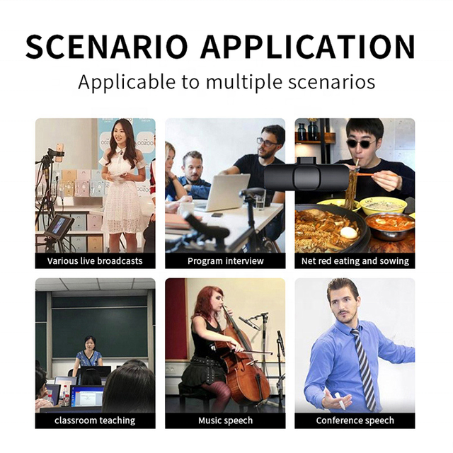 Wireless Microphone Mini Video Microphone Lavalier Lapel Speaker MIC Plug and Play Noise Reduction Video Recording Microphone