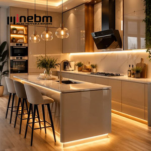 Meubles de cuisine au design moderne avec finition laquée, armoires de cuisine avec îlot central - Product Image 3