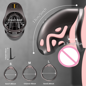 กรงกักเก็บอวัยวะเพศชายไฟฟ้ากรงไก่ควบคุมระยะไกลพร้อมความเข้มของ6 E-stim ล็อคของเล่นทางเพศที่สะดวกสบายสำหรับผู้ชาย - Product Image 3