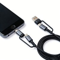 Kabel USB Type-C ke Type-C 65W 4-in-1 PD 27W Pengisian Cepat untuk iPhone untuk Android Komputer-Bahan Nilon
