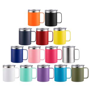 Custom Logo 12 oz 14 oz 16oz <b>Double</b> <b>Wall</b> Vacuum Tumbler Cup Powder Coated Insulated Stainless Steel Coffee <b>Mugs</b> Handle With Lid - Product Image 4