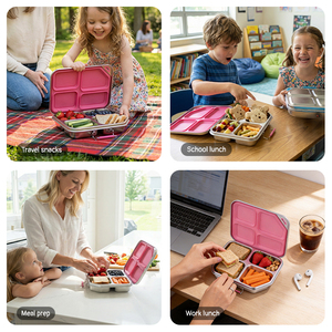 Bulk Children 4 <strong>Compartment</strong> <strong>Lunch</strong> <strong>Box</strong> 1200ml Leak-Proof Stainless Steel 304 Kids Portable Bento <strong>Box</strong> for School Students - Product Image 5