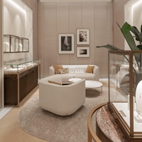 Vitrine de bijouterie Fine sur pied, personnalisé, présentoir de bijoux fins, armoire avec lumière Led, couleur or