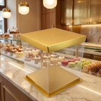 Boîtes à gâteaux premium de 4 pouces avec couvercles dorés et parois latérales transparentes, stock d'usine disponible en gros