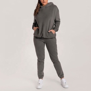 Set di abiti da allenamento <span class=keywords><strong>invernali</strong></span> 2 pezzi felpe con cappuccio da <span class=keywords><strong>donna</strong></span> set di felpe oversize e pantaloni della tuta - Product Image 3