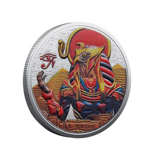 عملة تذكارية معدنية بتصميم إله الشمس المصري (آر) ثنائية اللون، تحفة فنية قابلة للتجميع وديكور - Product Image 5