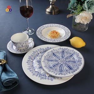 Calcomanía en relieve ecológica Sanhuan, vajilla de porcelana clásica, nuevo juego de cena de cerámica <span class=keywords><strong>Bon</strong></span> China, vajilla - Product Image 5