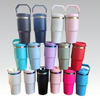 Gobelet de voyage isotherme en acier inoxydable plaqué or/arc-en-ciel de 20 oz avec poignée pliable et couvercle à paille rabattable pour gravure laser