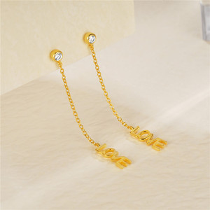 CANNER Bijoux fins pour femmes, pendentif simple en argent sterling S925 avec lettre d'amour, longue chaîne, boucles d'oreilles à pampilles en zircon, cadeaux pour maman et femme - Product Image 2