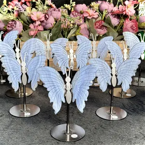 Wholesale Natural Crystal Crafts Butterfly Decoration Blue Lace Agate Wings For Gifts