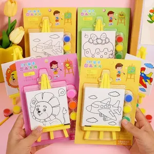 <span class=keywords><strong>Mini</strong></span> Set da Pittura per Bambini con <span class=keywords><strong>Mini</strong></span> Cavalletto, Colori Acrilici, Pennello, Giocattolo da Colorare con Animali Cartoon, Regalo per Bambini - Product Image 1