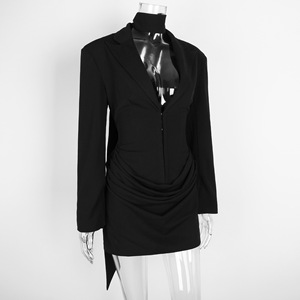 <span class=keywords><strong>Abito</strong></span> Blazer Sexy a Doppio Strato con Arricciature e Sciarpa, Moda Autunno Inverno per Donne, Vestito Mini a Maniche Lunghe per Club e Feste - Product Image 2