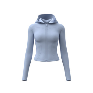 Juyitang Nuevo Traje de Yoga Transpirable con Capucha, Chaqueta Ajustada de Alta Elasticidad con Mangas para <span class=keywords><strong>Mujer</strong></span>, Spandex/Poliéster, Color Sólido - Product Image 4