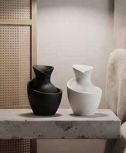 Juego de Decoración Escultural Artística Contemporánea Minimalista en Blanco y Negro con Textura de Jarrón, Venta al por Mayor - Product Image 4