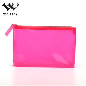 Custom Made Minimalist Natural Strip Pink Transparent Ladies Bag TPU Cosmetic Bag