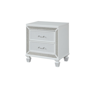 Comodino Moderno a 2 Cassetti in Legno Bianco con Cassetti Portaoggetti, Arredamento per Camera da Letto - Product Image 1
