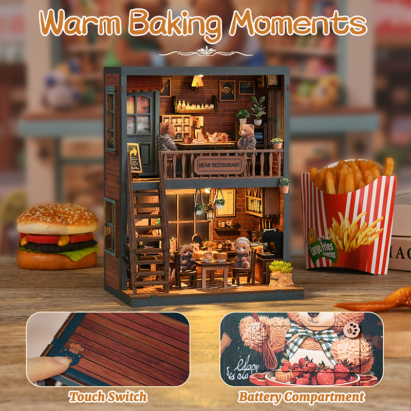 Bear Restaurant DIY Miniature House & Book Nook Kit
