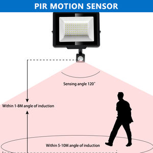 <span class=keywords><strong>Projecteur</strong></span> <span class=keywords><strong>LED</strong></span> étanche IP65 avec détecteur de mouvement PIR, angle de faisceau 120°, construction en aluminium pour entrepôt - Product Image 3
