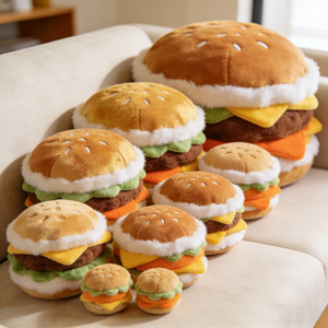 Jouets en peluche professionnels OEM ODM, doux, mignons, kawaii, en forme de <span class=keywords><strong>hamburger</strong></span>, animaux en peluche pour l'affichage en magasin - Product Image 1