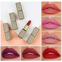 Bling or luxe diamant tube rouge à lèvres végétalien haute pigment velours rouge à lèvres marque privée longue durée imperméable mat rouge à lèvres