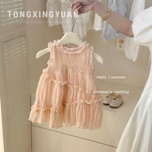 Child Star Circle Girls Sleeveless Dress Breathable Summer Princess Outfit For Little Girls - Product Image 4