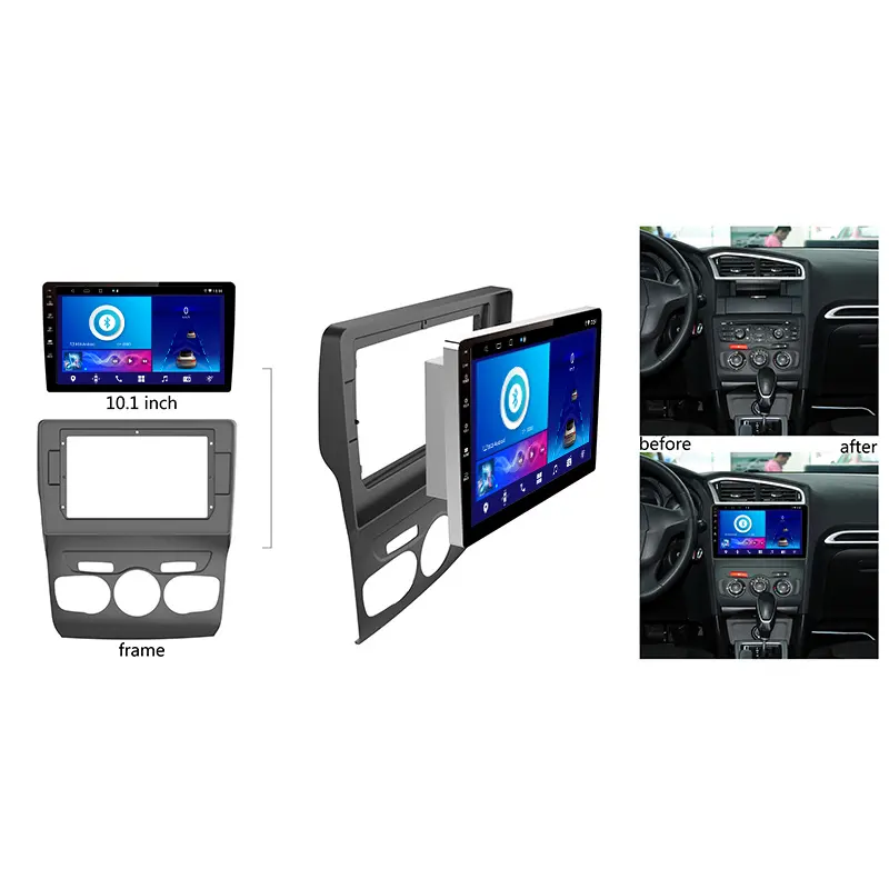 자동차 라디오 안드로이드 터치 스크린 Carplay 네비게이션 GPS 헤드 유닛 DVD 플레이어 시트로엥 c4 2014