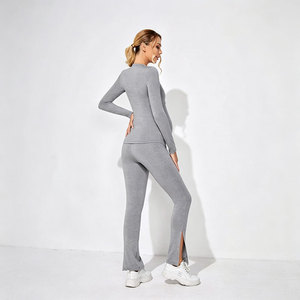 Ropa de Maternidad Personalizada, Top de Lactancia con Volantes Laterales y Leggings con Abertura Lateral, Pijamas de Maternidad para Lactancia - Product Image 4