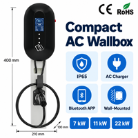 Borne de recharge murale pour véhicules électriques 7 kW, norme GB/T, 32 A, chargeur intelligent avec écran 4,3 pouces, application et RFID pour voitures chinoises