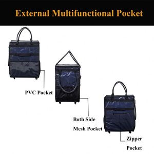 <b>Foldable</b> Steel Warehouse Shopping Platform Trolleys <b>Carts</b> Supermarket =Trolley <b>Cart</b> Two Handles <b>Foldable</b> Polyester Grocery Tote - Product Image 2