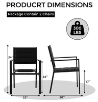 Chaises de salle à manger en tissu d'extérieur en aluminium de style populaire, chaises empilables pour une utilisation dans les jardins, les patios et les cours
