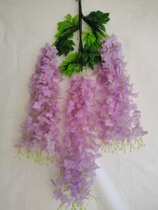 Ghirlanda di vite di seta folta fiori artificiali che appendono <span class=keywords><strong>glicine</strong></span> viola per il giardino di nozze decorazione della parete verde all'aperto - Product Image 6