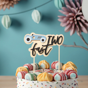 Décoration de gâteau d'anniversaire de course bleue personnalisée 2ndFast contreplaqué belle fête fournitures pour les décorations d'anniversaire OEM/ODM bienvenue - Product Image 1