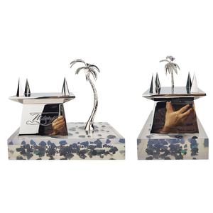 Escultura bovina de coco plateado de lujo de gama alta personalizada Premium Eco Art Artesanía de metal Premios sostenibles Trofeos conmemorativos - Product Image 5