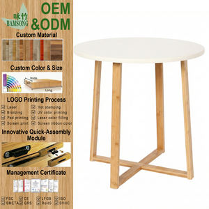 Table basse ronde élégante en bambou avec structure en X, sans outil, antidérapante, moderne, pour salon et <span class=keywords><strong>chambre</strong></span> à coucher - Product Image 1