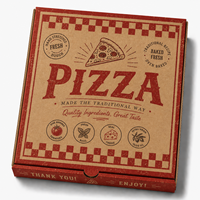 Boîte à pizza pliable en carton ondulé personnalisée en gros, durable, pour les fêtes à domicile, conteneur alimentaire pour pizza