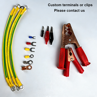 Câble spiralé vert-jaune 0,5/0,75/1 mm² avec pince de mise à la terre, câble enroulé 1 conducteur avec cosses, câble de terre en spirale