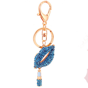 Porte-clés brillant à lèvres <span class=keywords><strong>sexy</strong></span> Porte-clés en cristal avec strass Porte-clés bling-bling pour femme Porte-clés à breloque Cadeau girly Porte-clés rouge à lèvres en diamant - Product Image 5