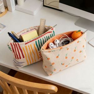 Wholesale Corduroy Cosmetic Bag Large Capacity Portable Makeup Brush & <b>Lipstick</b> Organizer - Product Image 2