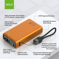 Chargeur rapide 65W, mini bloc d'alimentation portable, vente en gros, écran TFT, interrupteur tactile avec câble, batterie externe 10000mAh pour ordinateur portable