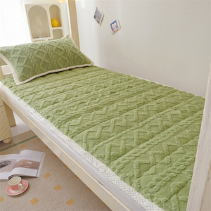 Winter Thickened Milk Fleece <b>Bedding</b> <b>Set</b> 1.2m Reversible Diamond Pattern Four Piece Student Dormitory Use - Product Image 3