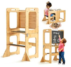 Tour de cuisine Montessori moderne en bois escabeau en bambou aide à l'apprentissage pour les enfants pour chambre salon <span class=keywords><strong>ou</strong></span> salle de bain - Product Image 1
