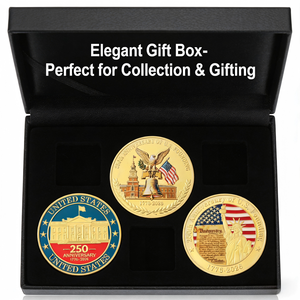 Pièces de collection en métal doré 3D électroplaqué, en relief couleur, édition spéciale 250e anniversaire des États-Unis, avec épingles en émail, en gros - Product Image 5