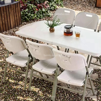 Table pliante en acier avec plateau en verre trempé de 72 pouces (180 cm) et chaise en plastique pour mariage, banquet, salle à manger, hôtel - Étanche