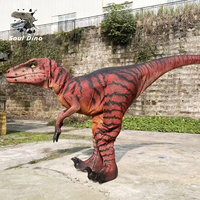 Costume de dinosaure réaliste personnalisé 2026, Vélociraptor rouge interactif pour parc d'aventure, adulte