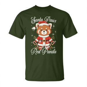 Camiseta navideña de Santa Paws Red Panda con diseño de juego de palabras navideño - Product Image 2