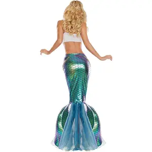 Costume de sirène Ariel de luxe pour femme, tenue d'halloween Cosplay
