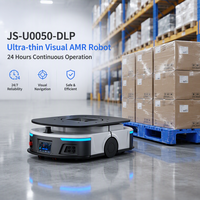 AGV autonome laser SLAM de 50 kg sans marqueurs QR pour le transfert de marchandises palettisées du convoyeur vers l'emballageur de palettes pour usine