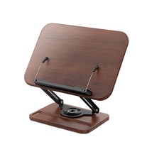 Support de lecture en bois réglable en hauteur, rotatif à 360 degrés, avec pince élastique pour livre et support pour iPad, pour utilisation sur bureau