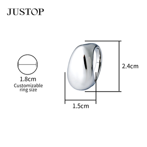 Bague Cocktail en Acier Inoxydable JUSTOP 2,5 cm Plaqué Rhodium Unisexe Bijou Moderne Tendance pour Usage Quotidien - Product Image 4